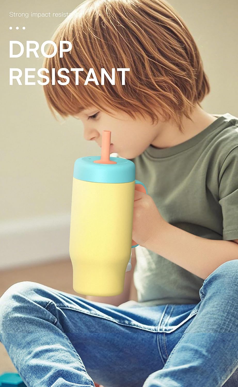 530ML Kids Tumbler Stainless Steel with Handle & Lid