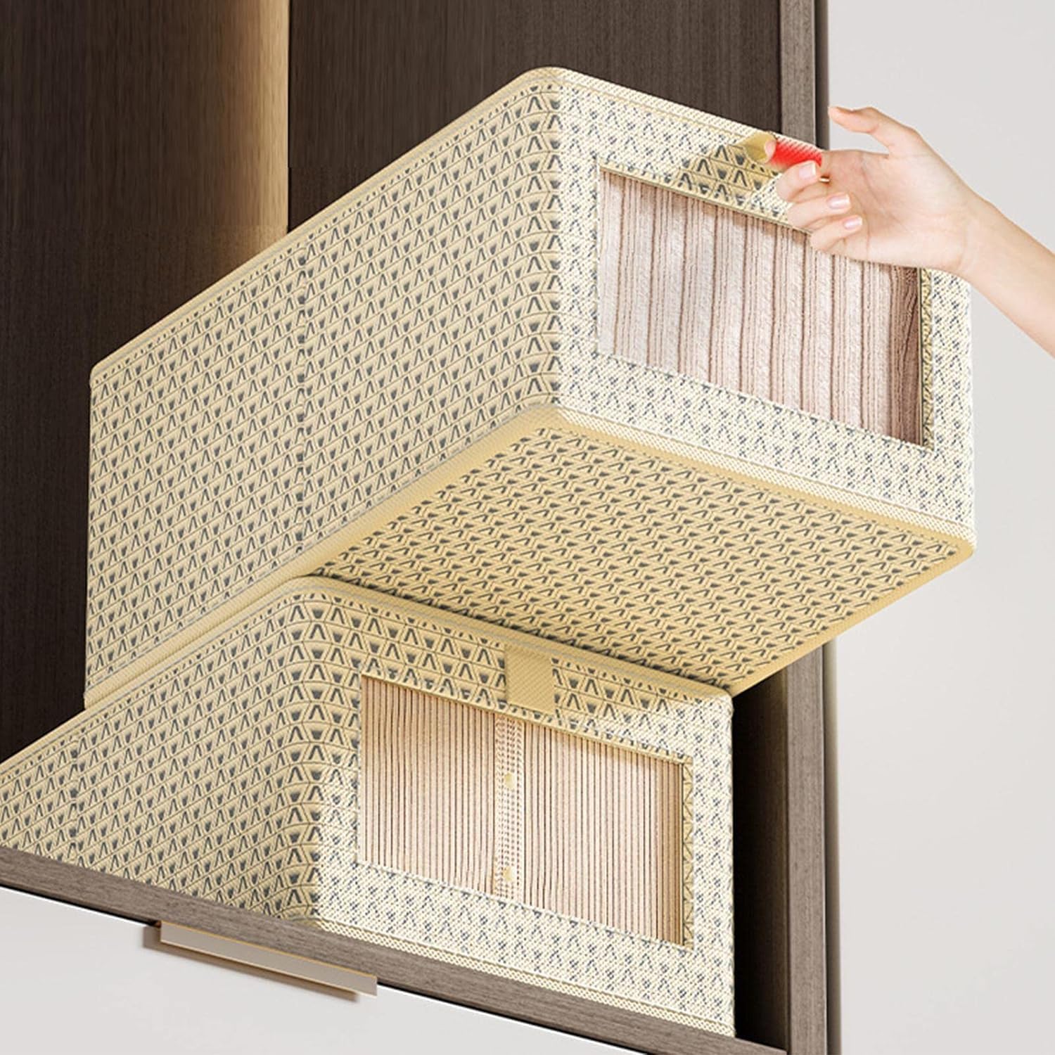 Durable and Versatile Closet Organizers-Beige Print