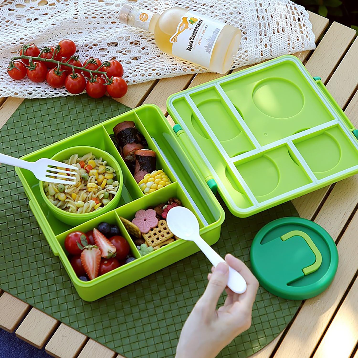 1800ml Building Block Bento Lunch Box with 300ml Bowl & 3 Compartments