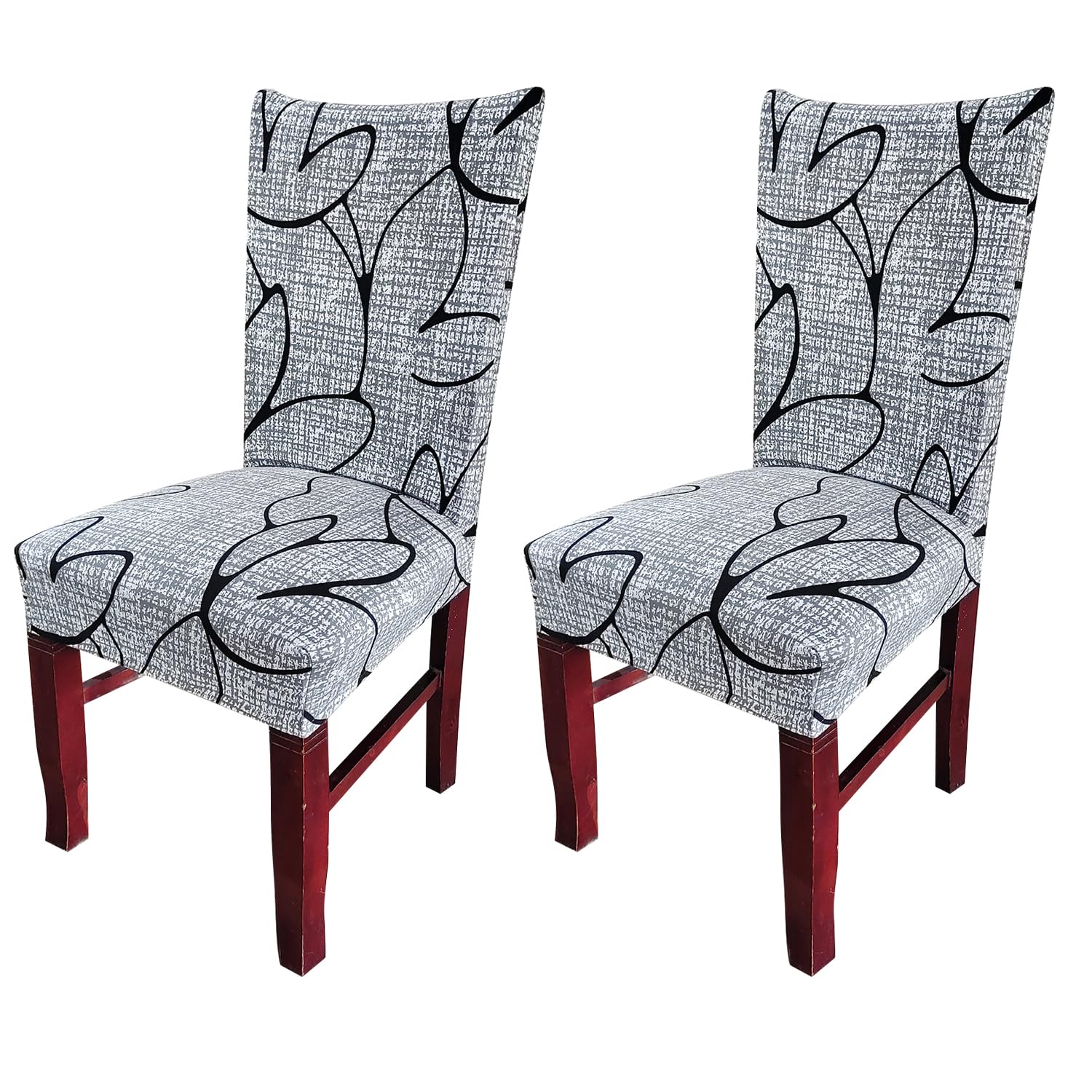 Elastic Chair Cover Stretch Removable Washable (Grey Bloom)