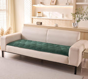 Velvet Palm Leaves Pattern Quilted Sofa Cover Set – 3-Piece Set (2 Armrest Covers 50x70cm + 1 Seat Cover) Green