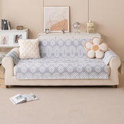 Quilted Printed Sofa Cover for Indian Sofa Set – Washable (Grey Loop)