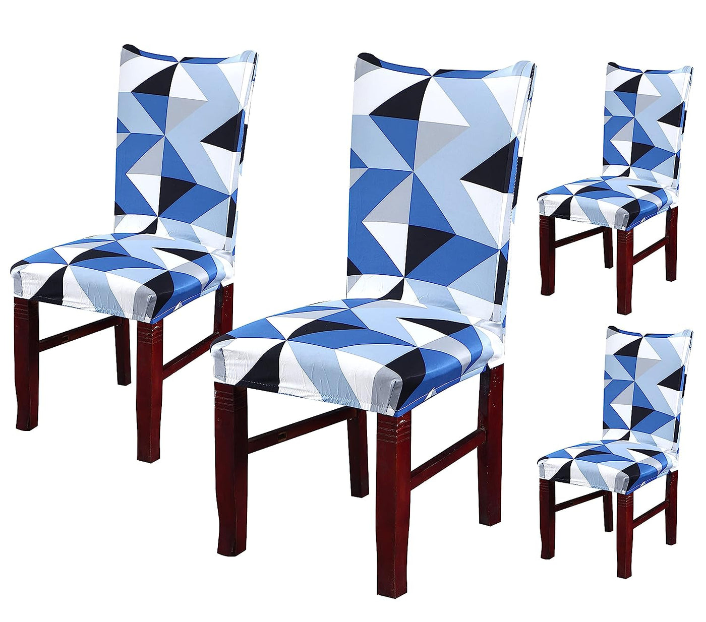 Printed Chair Cover -(Blue Obtuse Triangle)