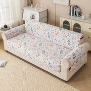 Gulnaar Series Anti-Slip Sofa Cover Mat with Pocket – Polyester Couch Protector(Blush Meadow)
