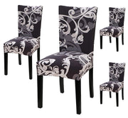 Printed Chair Cover(Grey Flower Pattern)