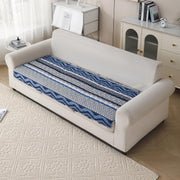 'Aura Petal Series' Quilted Sofa Mat Printed – Anti Slip (Boho Navy)