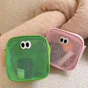 Cute Eye Mesh Cosmetic Bags- Green