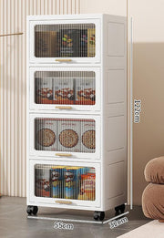 Foldable Storage Box ,Closet Organizers Plastic with doors and lids White 55 CM