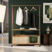 Wooden Floor Standing Clothes Hanger Rack