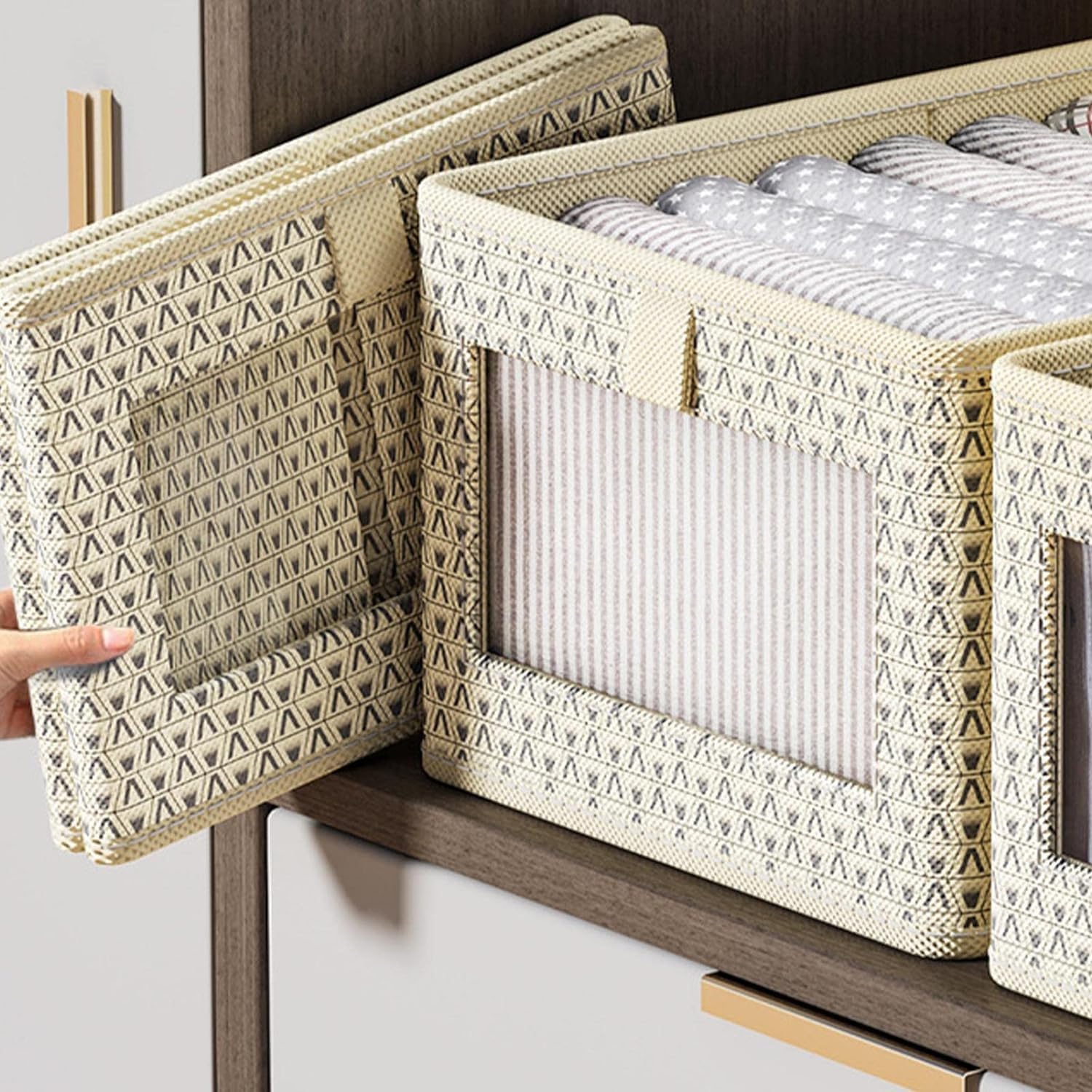 Durable and Versatile Closet Organizers-Beige Print
