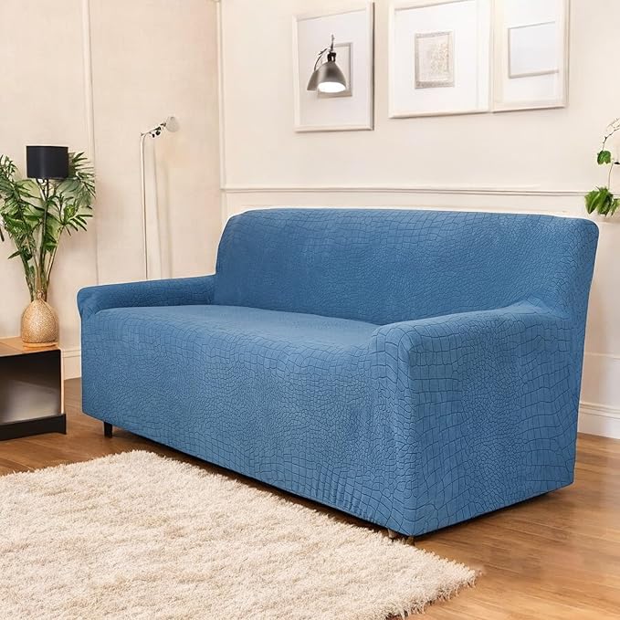 Universal Crocodile Texture Jacquard Fabric Sofa Cover (Blue)