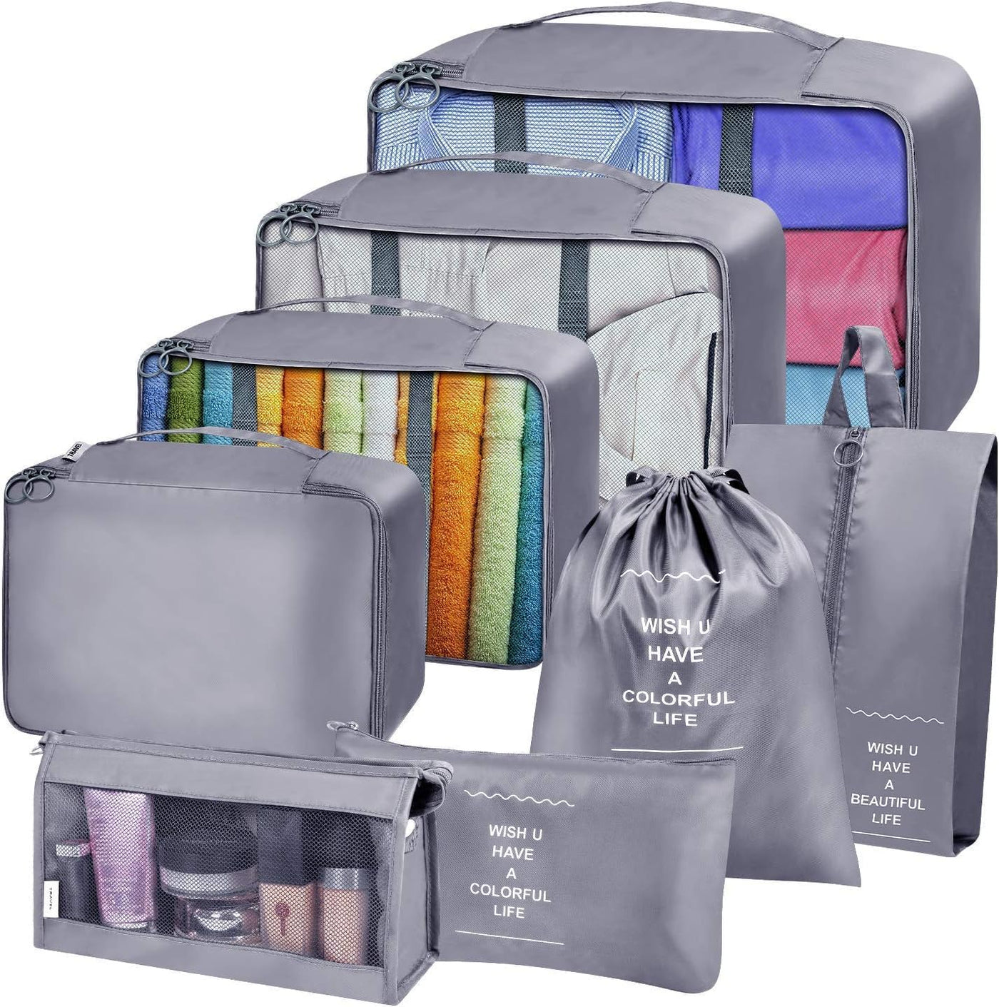 Set of 8 Packing Travel Cube Organiser