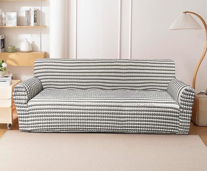 Stretch Bubble Sofa Slipcover (Grey Stripe)