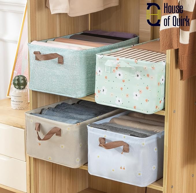 Wardrobe Organizer With Metal Frame Foldable Storage Box (Beige Duck)