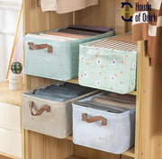 Wardrobe Organizer With Metal Frame Foldable Storage Box (Beige Duck)