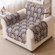 Quilted Printed Sofa Cover for Indian Sofa Set – Washable (Black Motif)