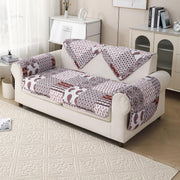 'Aura Petal Series' Quilted Sofa Mat Printed – Anti Slip (Boho Brown)