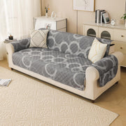 Gulnaar Series Anti-Slip Sofa Cover Mat with Pocket – Polyester Couch Protector(Silver Orbit)