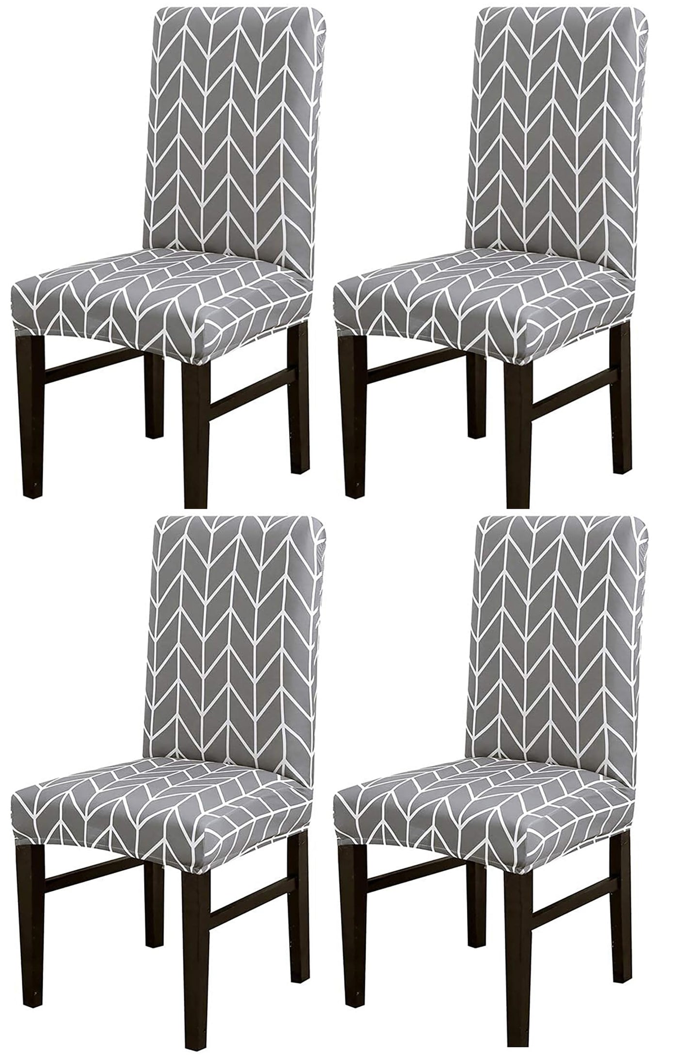 Elastic Chair Cover (Grey Herringbone)