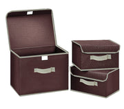 3 Pack Foldable Storage Bin with Lid and Handle