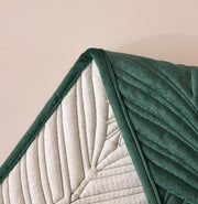 Velvet Palm Leaves Pattern Quilted Sofa Cover Set – 3-Piece Set (2 Armrest Covers 50x70cm + 1 Seat Cover) Green