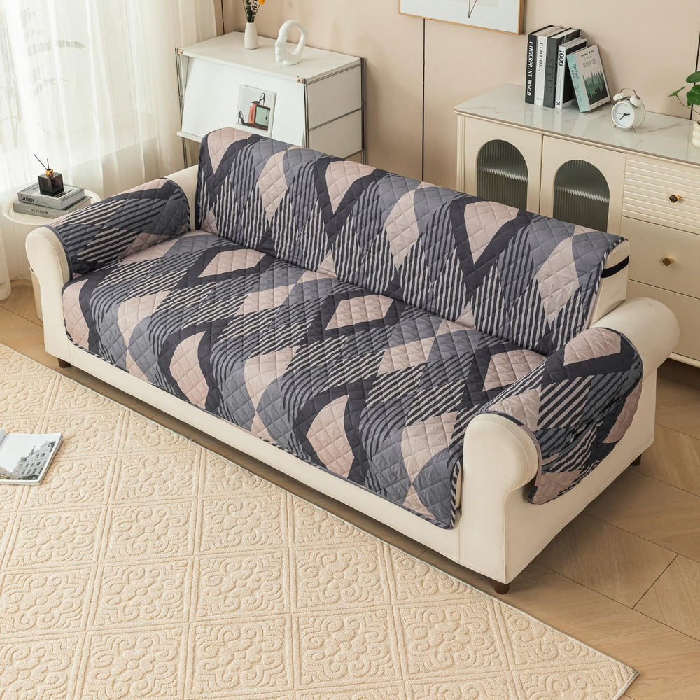 Gulnaar Series Anti-Slip Sofa Cover Mat with Pocket – Polyester Couch Protector(Sandstone)