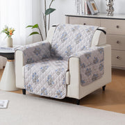 Mughal Series Anti-Slip Sofa Cover Mat with Pocket – Polyester Couch Protector(Beige Wildflower)
