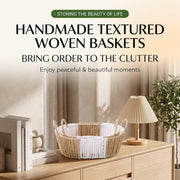 Oval Woven Paper Rope Storage Baskets Set of 2 - Beige