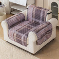 Gulnaar Series Anti-Slip Sofa Cover Mat with Pocket – Polyester Couch Protector(Warm Checks)
