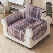 Gulnaar Series Anti-Slip Sofa Cover Mat with Pocket – Polyester Couch Protector(Warm Checks)