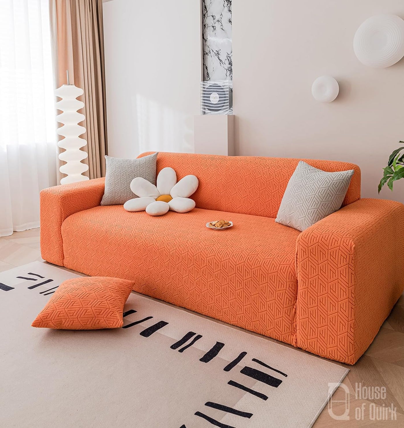 Universal Jacquard Grain Texture Fabric Sofa-Orange