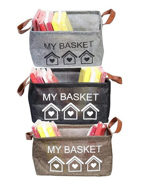 Foldable Baskets Bins Clothes Desktop Mini Boxes (Multicolor, Pack of 3)