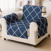 Quilted Printed Sofa Cover for Indian Sofa Set – Washable (Blue Diamond)