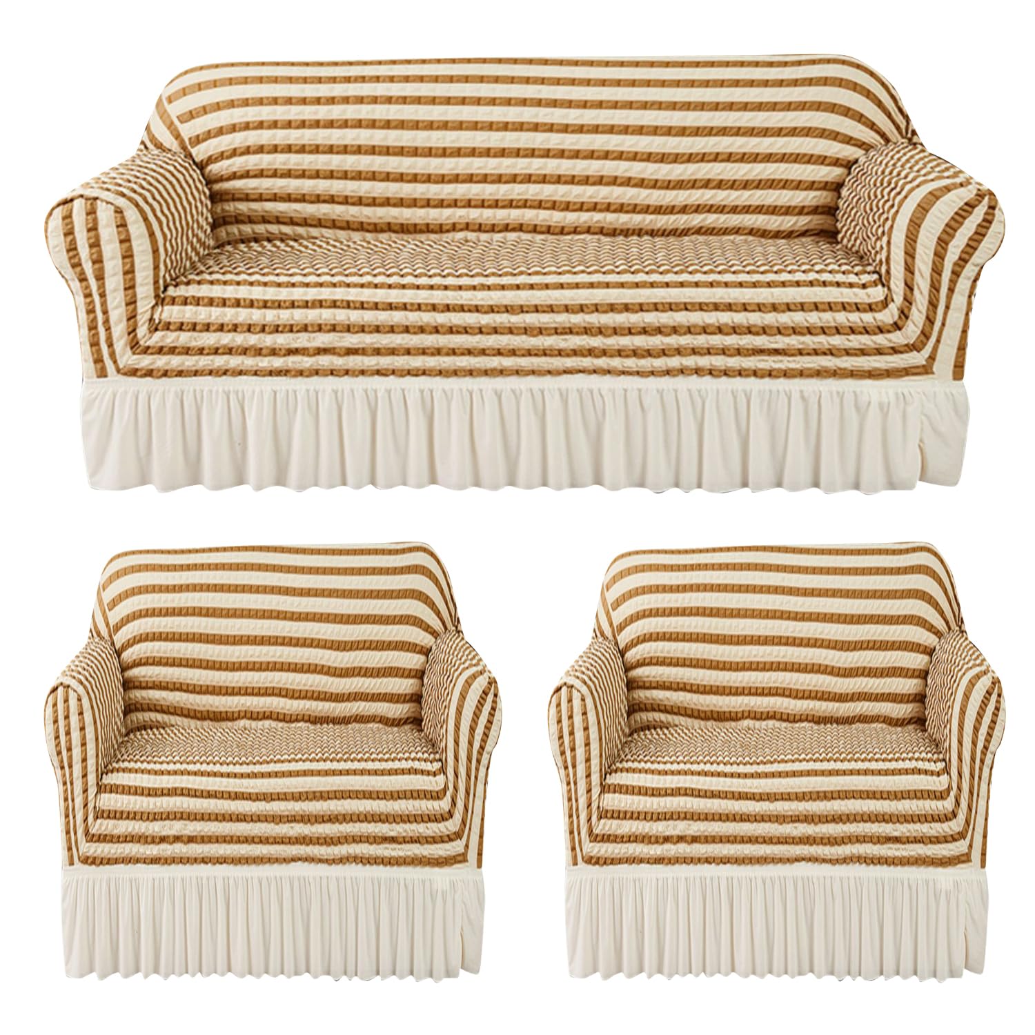 Turkish Bubble Frill Five Seater 3 + 1 + 1 Sofa Slipcovers 280 GSM