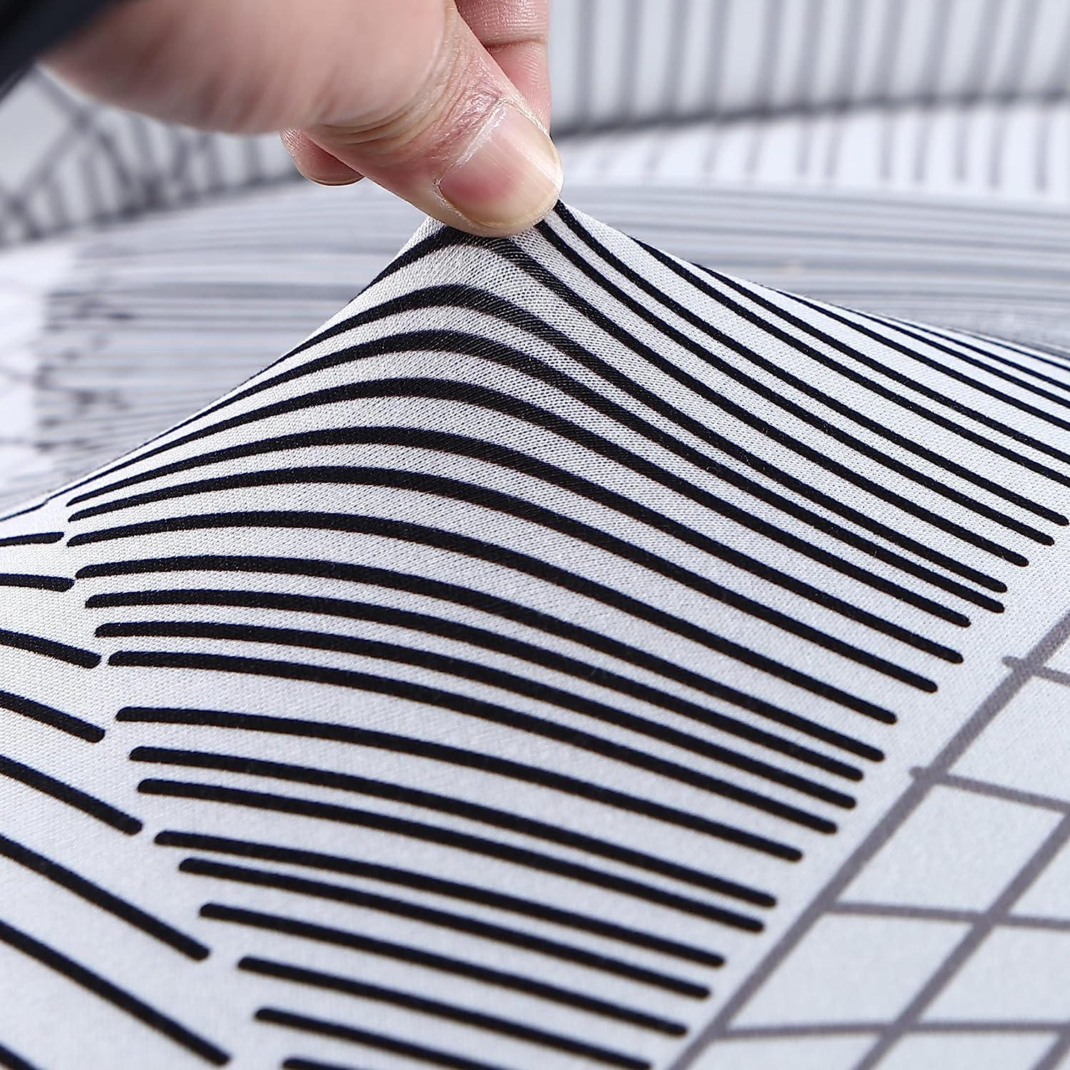 Printed Chair Cover(White Geometric)