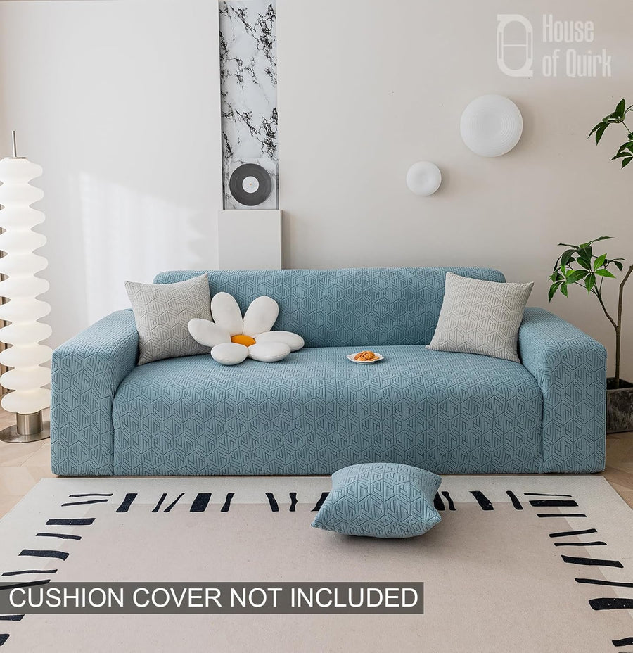 Universal Jacquard Grain Texture Fabric Sofa-Light Blue