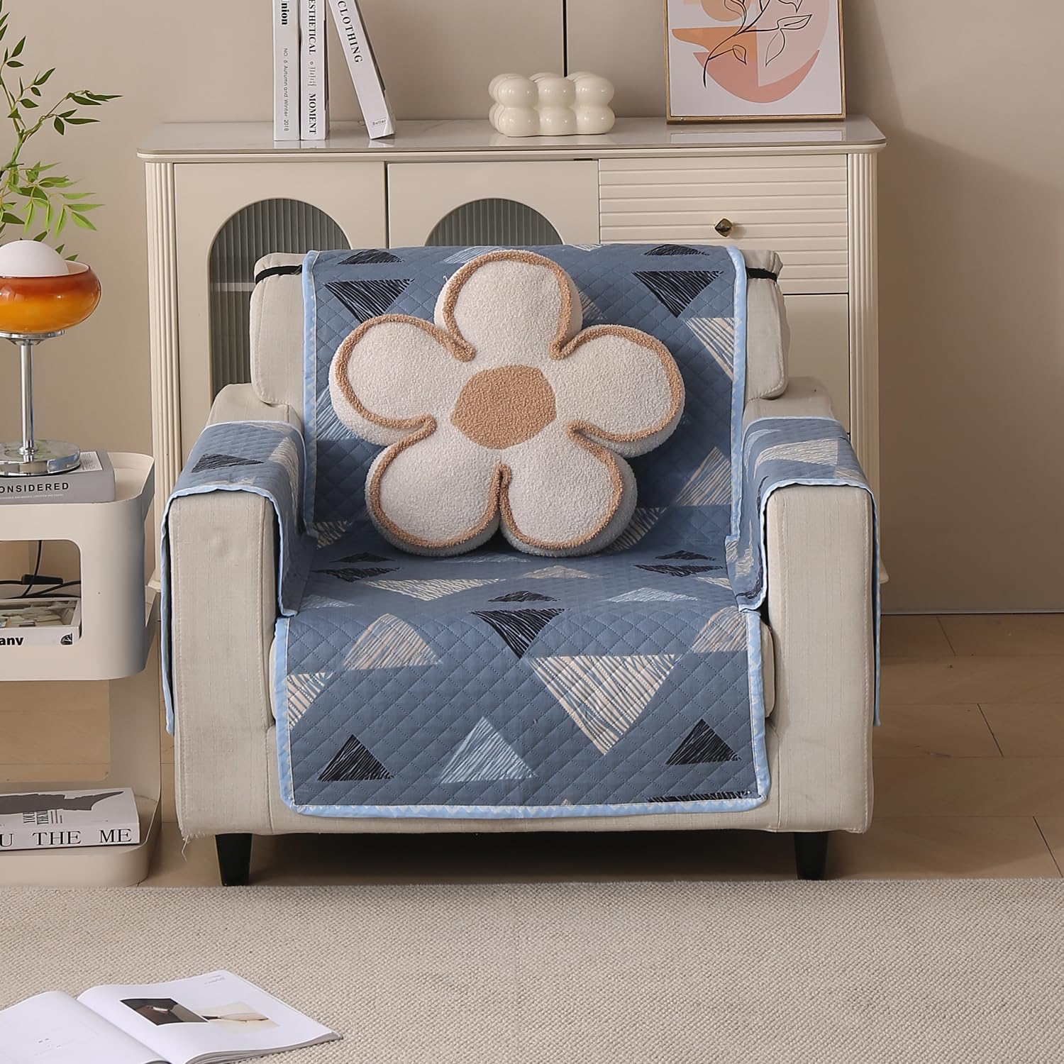 Polyester Sofa Cover Mat Reversible Couch Protector-Blue Stone