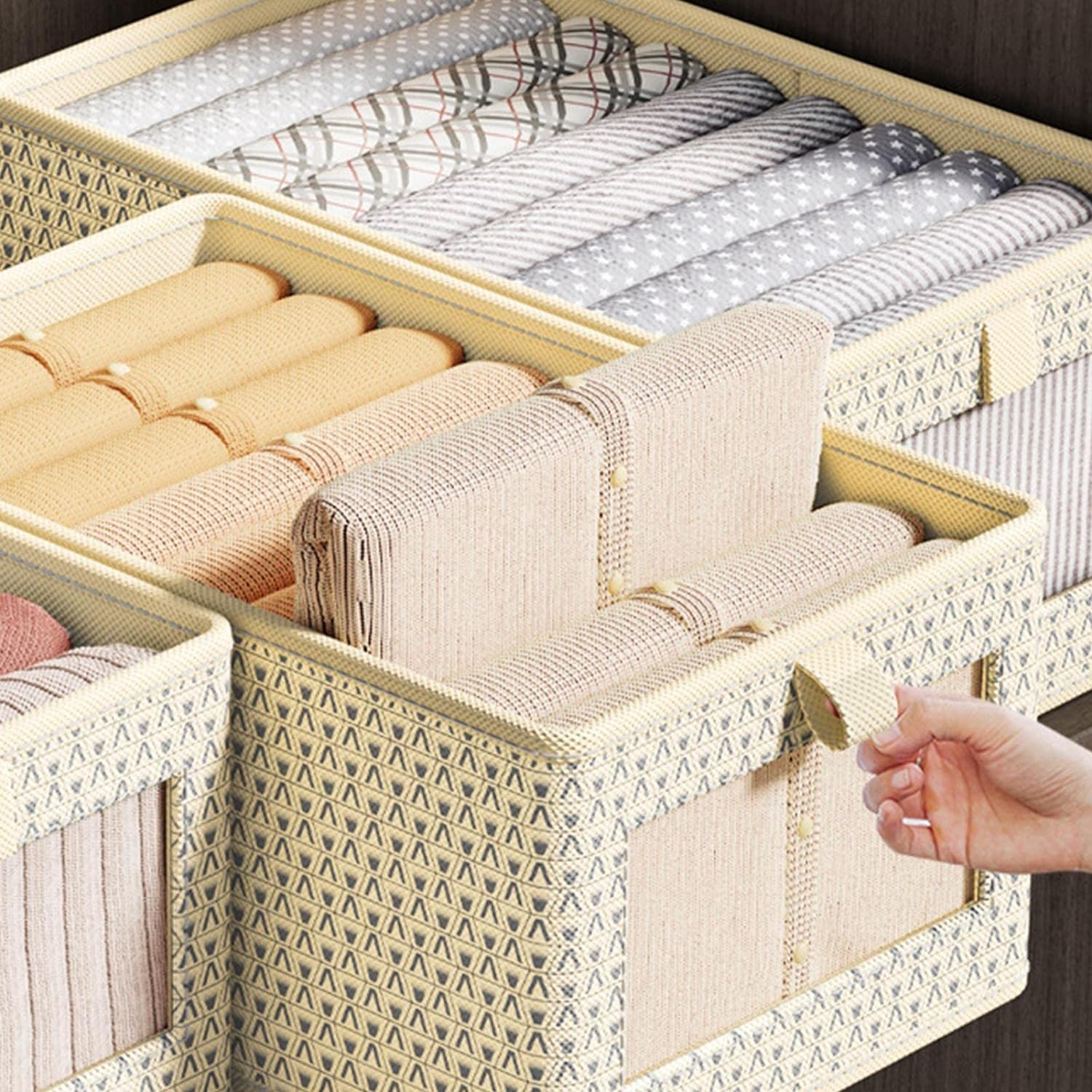 Durable and Versatile Closet Organizers-Beige Print