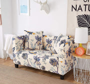 Universal Stretchable Sofa Cover-Beige Blue Butterfly