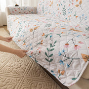 Gulnaar Series Anti-Slip Sofa Cover Mat with Pocket – Polyester Couch Protector(Blush Meadow)