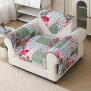 'Aura Petal Series' Quilted Sofa Mat Printed – Anti Slip (Flora Jade)