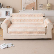 Quilted Printed Sofa Cover for Indian Sofa Set – Washable, Durable & Soft (Beige Loop)