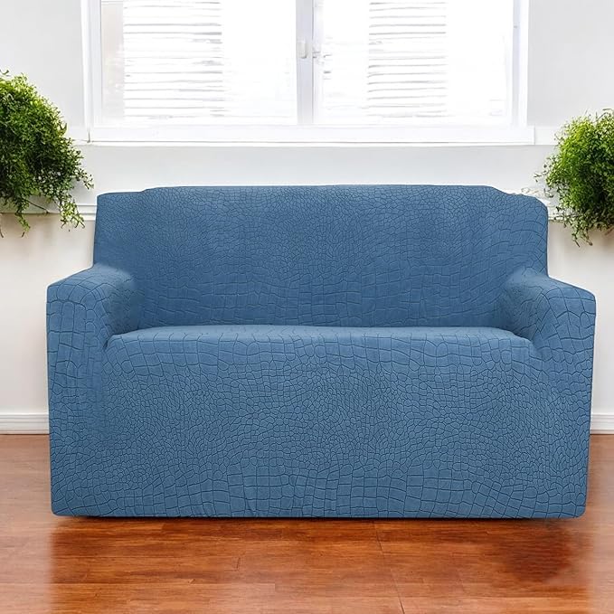 Universal Crocodile Texture Jacquard Fabric Sofa Cover (Blue)