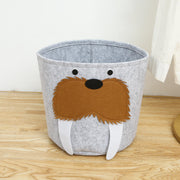 Felt Kids Cartoon Laundry Basket Round Storage Basket Laundry Organizer