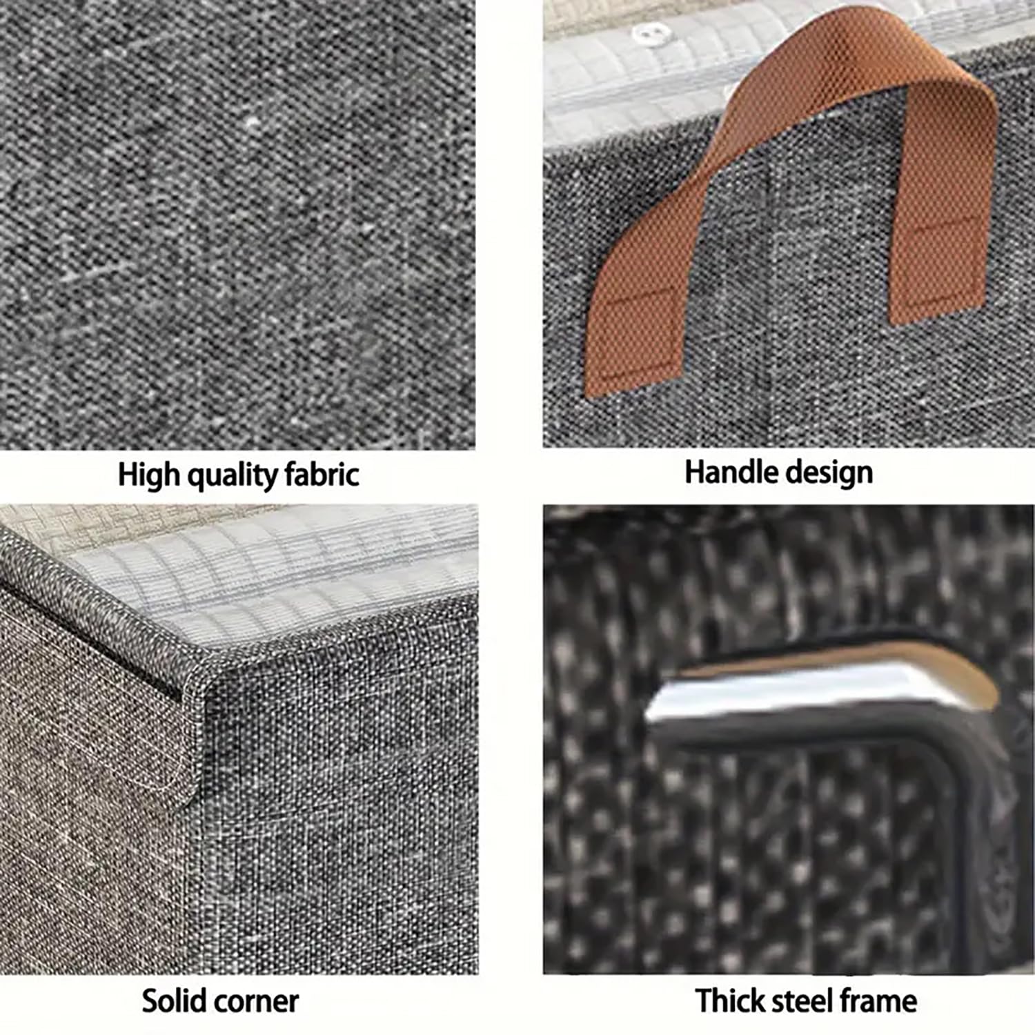 Durable Linen Closet Organizers and Foldable Flip Storage Baskets (Dark Grey)