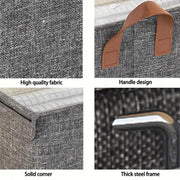 Durable Linen Closet Organizers and Foldable Flip Storage Baskets (Dark Grey)