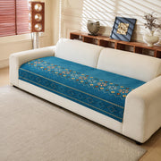 Rangoli Series Chenille Bohemia Couch Cover Quilted Non-Slip Washable Sofa Slipcover (Blue)