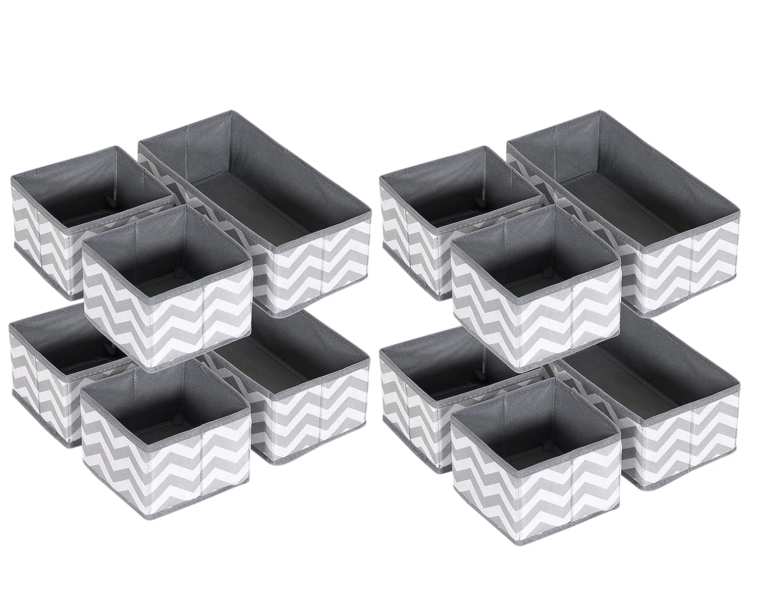 Storage Box/ Organizer Cube for Closet/ Dresser/ Drawer - Set of 3 Grey Wave
