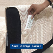 IKATRA Series Quilted Printed Sofa Cover for Indian Sofa Set with Side Pocket (Beige Loom)