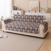 Quilted Printed Sofa Cover for Indian Sofa Set – Washable (Black Motif)